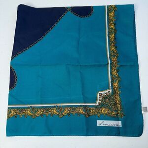 Leonardi Teal Blue Square Scarf Made In Italy 30x30
